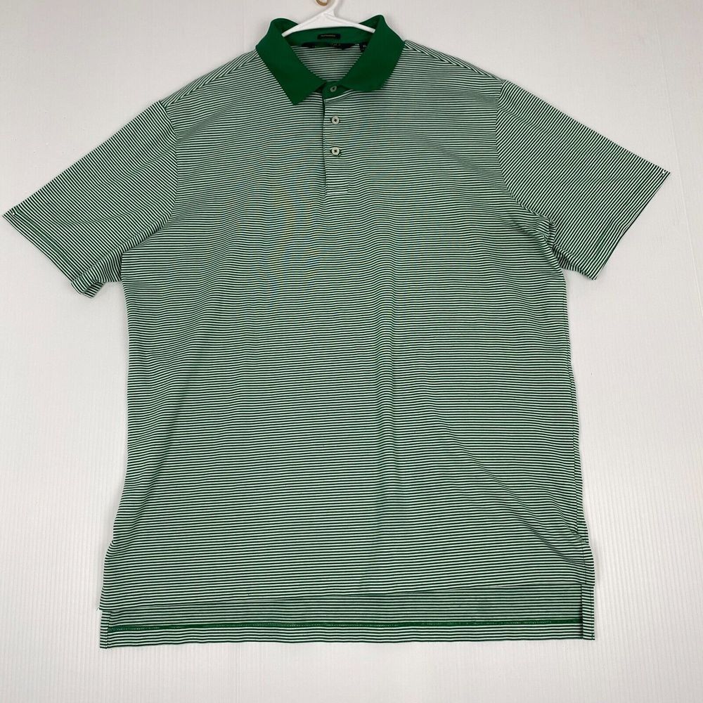 Polo Golf by Ralph Lauren Mens Size XL Green Striped Polo Shirt‎ Stretch Comfort